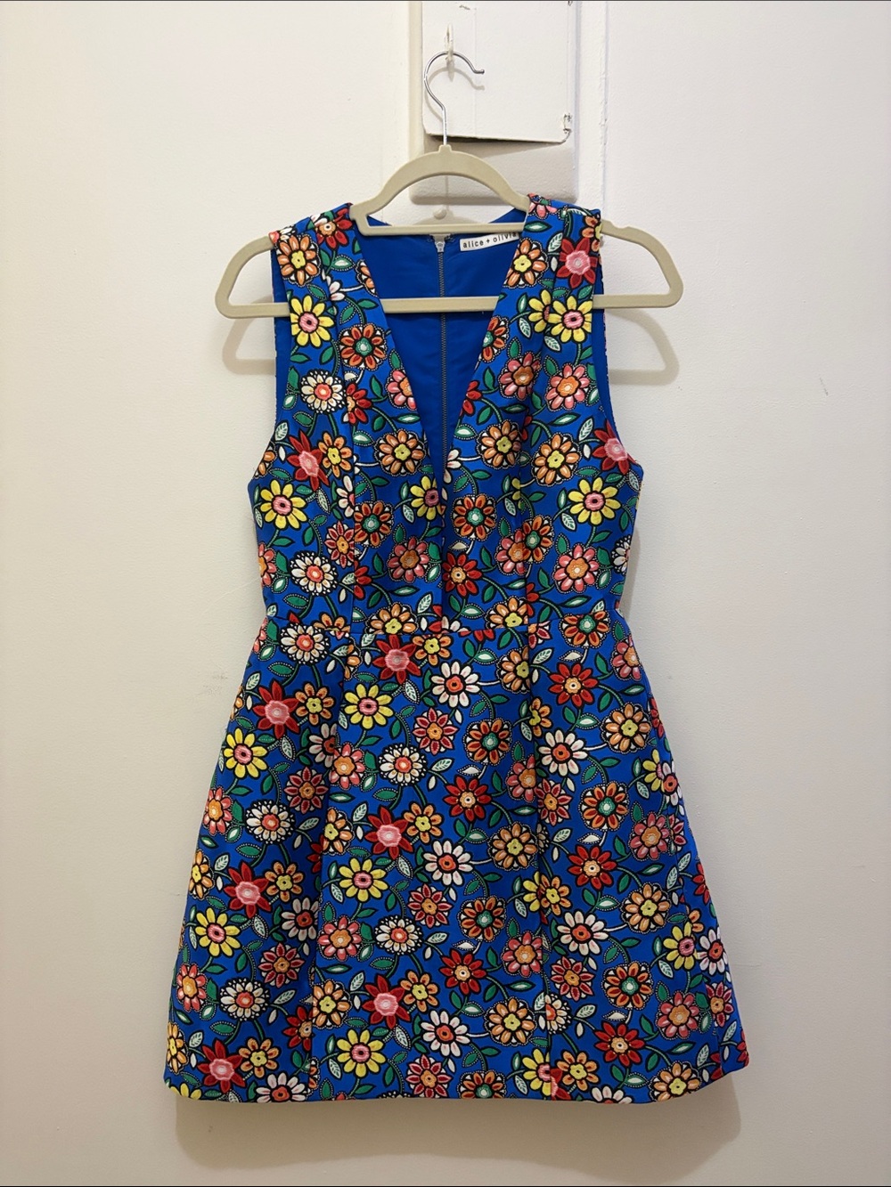 Alice + Olivia Blue Floral Fit-and-Flare Sundress